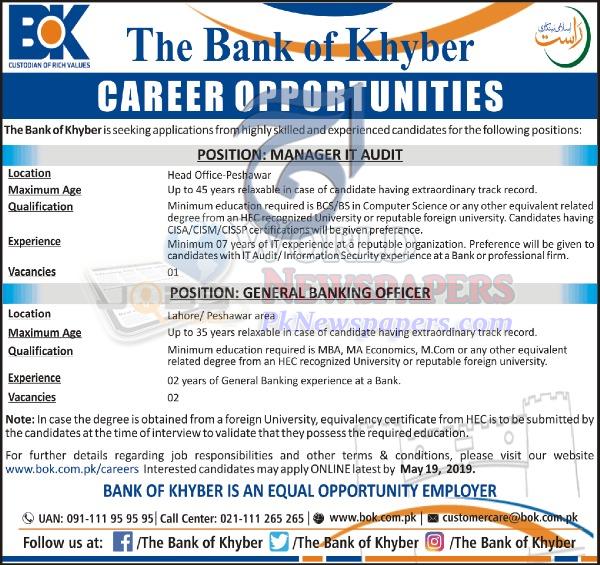 Jobs in The Bank of Khyber